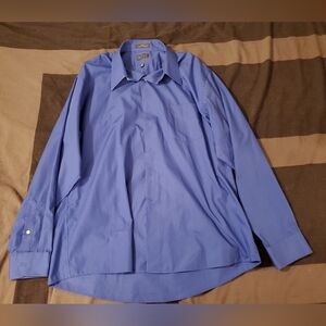 Arrow Poplin Wrinkle Free Long Sleeve Blue XL Collared Buttondown Dress Shirt